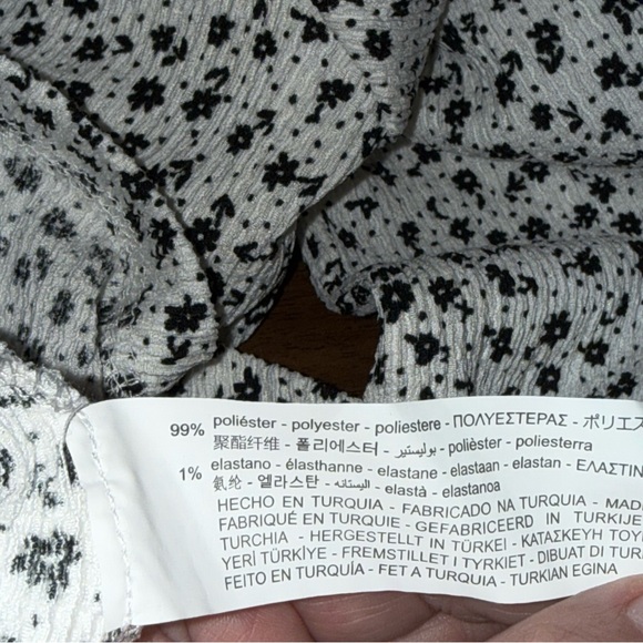 NWT ZARA Junior Black White Floral Ribbed Dress Long Sleeve Fit & Flare Size 9 - Picture 8 of 10